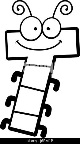 Un cartoon illustrazione della lettera T con un tema di insetti. Illustrazione Vettoriale