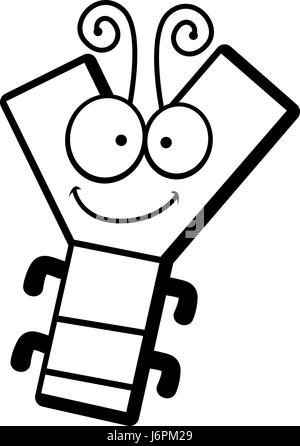 Un cartoon illustrazione della lettera Y con un tema di insetti. Illustrazione Vettoriale