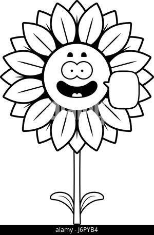 Un cartoon illustrazione di un girasole parlando. Illustrazione Vettoriale