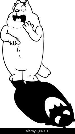 Un cartoon marmotta paura della sua ombra. Illustrazione Vettoriale