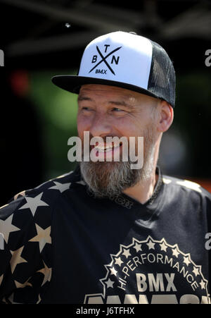 Bournemouth Bike Park, Dorset, Regno Unito. 21 Maggio, 2017. Ventola di BMX al Bournemouth Bike Park durante il round 6 del sud BMX Serie Regionale 2017. Credito: David Partridge/Alamy Live News Foto Stock