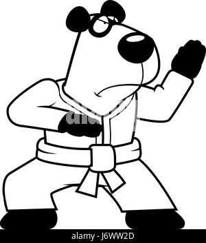 Un cartoon panda praticare il karate in un GI. Illustrazione Vettoriale
