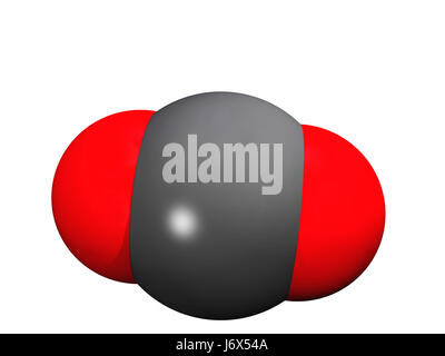 Il rendering di atomo di carbonio ossigeno grigio grigio rosso atomo di scienza tecnologia a gas Foto Stock