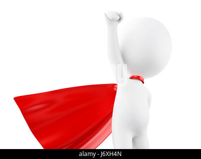 3D renderer immagine. Super Hero con red cape. Isolato sullo sfondo bianco. Foto Stock