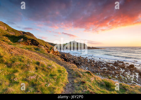 Estate a Cape Cornwall vicino Land's End sul litorale della Cornovaglia Foto Stock