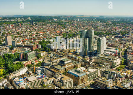 Skyline della città, Francoforte sul meno, Assia, Germania Foto Stock