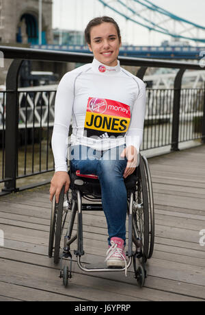 Photocall per sedia a rotelle atleti impegnati nel 2017 Maratona di Londra con: Jade Jones dove: Londra, Regno Unito quando: 21 Apr 2017 Credit: Alan West/WENN.com Foto Stock