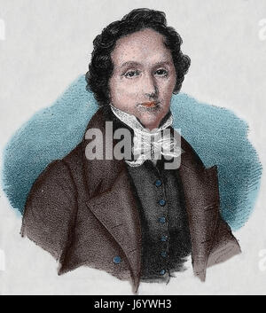 Casimir Delavigne (1793-1843). Poeta francese e il drammaturgo. Incisione del XIX secolo. Il nostro secolo,1883. Foto Stock