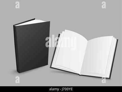 Nero chiuso e aperto libri Illustrazione Vettoriale