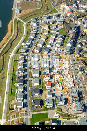 PhoenixSee quartiere di Dortmund - Hoerde di, case unifamiliari sulla sponda nord, Dortmund, la zona della Ruhr, Renania settentrionale-Vestfalia, Germania,PhoenixSee Dortmund sta Foto Stock