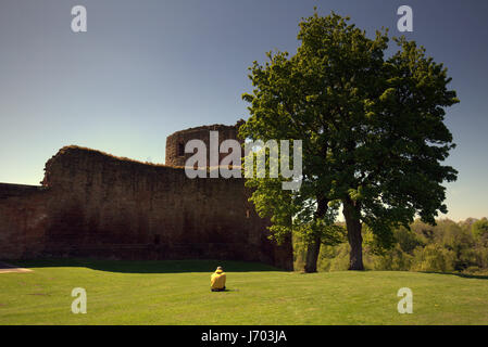 Bothwel castello turisti e bastioni om le rive del Clyde Foto Stock