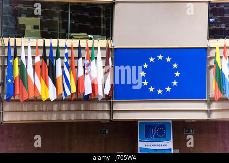 Emiciclo del Parlamento europeo a Bruxelles Foto Stock