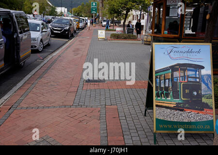 Biglietteria di Franschhoek vino Tram Hop-on hop-off tour operator di Huguenot Road. Foto Stock