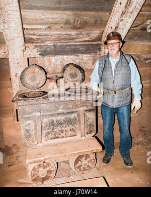 Regina Tour delle miniere in Bisbee, Arizona, Stati Uniti. Tour sul mio treno in profondità in ciò che una volta era una delle più produttive le miniere di rame del XX secolo. E y Foto Stock