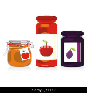 Oggetto illustrazione isolato marmellata set calice di vetro tumbler cibo aliment oggetto Foto Stock