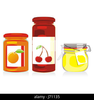 Oggetto illustrazione isolato marmellata set calice di vetro tumbler cibo aliment oggetto Foto Stock