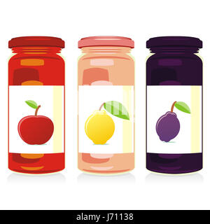 Oggetto illustrazione isolato marmellata set calice di vetro tumbler cibo aliment oggetto Foto Stock