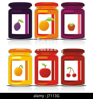 Oggetto illustrazione isolato marmellata set calice di vetro tumbler cibo aliment oggetto Foto Stock