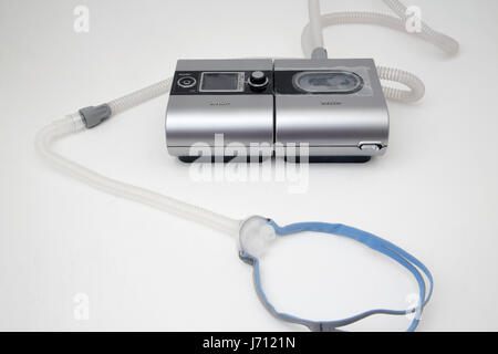 Resmed CPAP (pressione positiva continua delle vie respiratorie) Macchina utilizzata per l'apnea da sonno Foto Stock