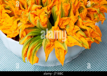 L'Italia, Lombardia, mercato, fiori di zucca, zucchina blumi, fiori di zucca. Foto Stock