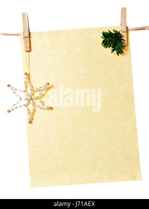 Guinzaglio notepaper foglio di carta carta natale Carta pagine per foglio vuoto natale Foto Stock