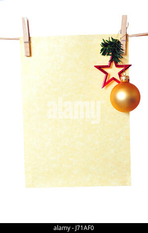 Guinzaglio notepaper foglio di carta carta natale Carta pagine per foglio vuoto natale Foto Stock