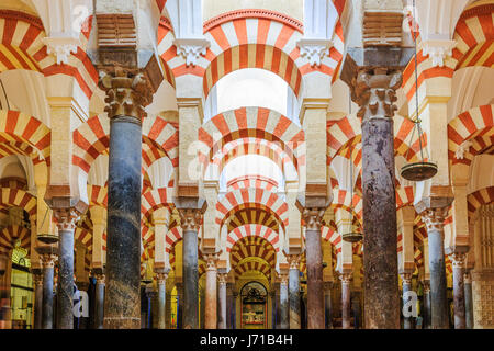 CORDOBA, Spagna - 29 Settembre 2016: vista interna di La Cattedrale Mezquita di Cordova, Spagna. Cattedrale costruita all'interno dell'ex Grande moschea. Foto Stock