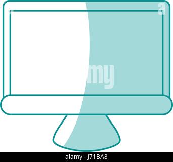 Ombreggiatura blu silhouette di monitor lcd Illustrazione Vettoriale