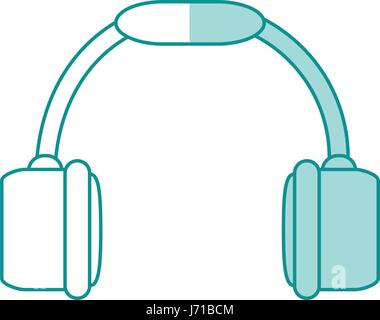 Ombreggiatura blu silhouette di auricolare audio stereo Illustrazione Vettoriale