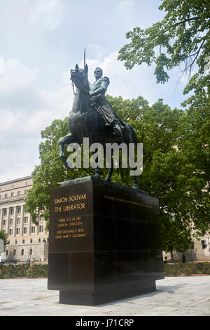 Simon Bolivar liberatore statua Washington DC USA Foto Stock