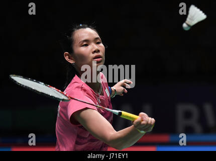 (170522) -- GOLD COAST, 22 maggio 2017 (Xinhua) -- Tai Tzu Ying di Taipei cinese compete durante il singolare femminile partita del gruppo 1-Gruppo 1B contro Evgeniya Kosetskaya della Russia a totale BWF Sudirman Cup 2017 in Gold Coast, Australia, 22 maggio 2017. (Xinhua/Lui Siu Wai) Foto Stock