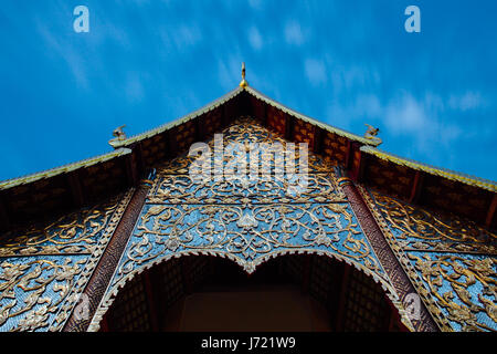 Wat Chiang Man di notte, il più antico tempio in Chiang Mai, Thailandia. Foto Stock