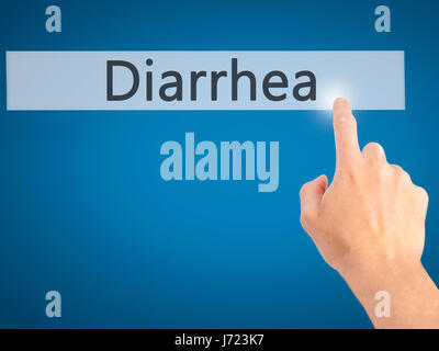 Diarrea - Mano premendo un pulsante sul fondo sfocato concetto . Business, tecnologia internet concetto. Stock Photo Foto Stock
