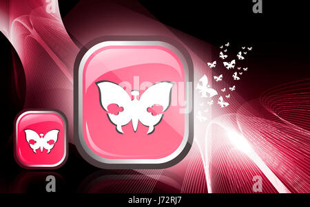 Emblema butterfly i pulsanti icona tasti pittogramma pittogramma simbolo del commercio Foto Stock