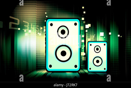 Emblema di musica icona altoparlante altoparlante tasti pulsanti concerto suono illustrazione Foto Stock