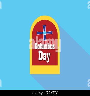 Banner del Columbus Day Icona, stile piatto Illustrazione Vettoriale