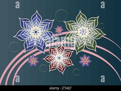 Grandi fiori belli su uno sfondo di nastri di colore rosa. Illustrazione Vettoriale Illustrazione Vettoriale