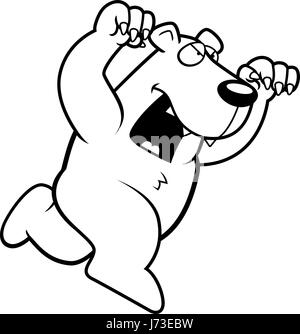 Un cartoon orso polare in esecuzione per attaccare con artigli fuori. Illustrazione Vettoriale