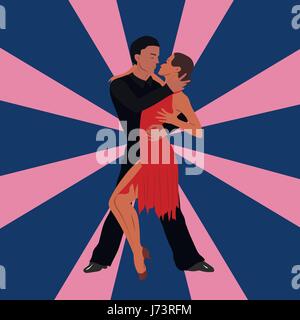 Salsa Dancing giovane uomo e donna nel vettore. International tango giorno Illustrazione Vettoriale