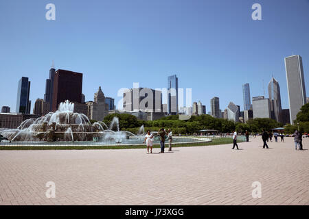 Buckingham Fountain in Chicago Foto Stock