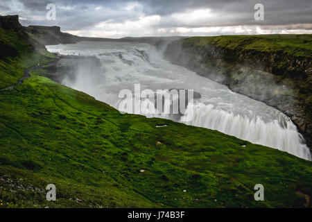 Gullfoss cascata in estate in Islanda, Europa Foto Stock