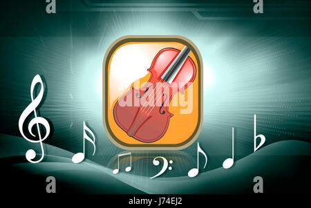 Emblema di musica di chitarra violino i pulsanti icona tasti pittogramma pittogramma scambi Foto Stock