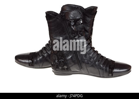 Boot isolato femmina nera swarthy jetblack nero profondo piedi accessori Foto Stock