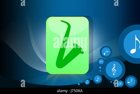 Emblema di musica sassofono pulsanti illustrazione tasti icona jazz tune pittogramma del logo Foto Stock