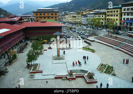 Thimphu townsquare, piazza a torre. Thimphu. Bhutanlotscher Foto Stock