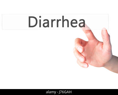 Diarrea - Mano premendo un pulsante sul fondo sfocato concetto . Business, tecnologia internet concetto. Stock Photo Foto Stock