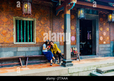 TAIPEI, Taiwan - 30 aprile: architettura tradizionale della famiglia Lin mansion e il giardino di un popolare spettacolo storico nel quartiere Banqiao il 30 aprile Foto Stock