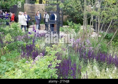 A Chelsea, Londra, Regno Unito. Il 23 maggio 2017. Wellington college win Chelsea flower show medaglia d'oro per il loro "rottura" di massa giardino ideato da Andrew Wilson e Gavin McWilliam. Il giardino mette in evidenza il Collegio ha l'ambizione di abbattere gli ostacoli a una vita-cambiare l'educazione rendendo possibile per i più giovani a frequentare il Collegio indipendentemente dalla loro situazione finanziaria. Credito: WansfordPhoto/Alamy Live News Foto Stock