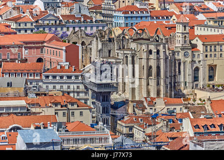 La stazione di Santa Justa, chiamato anche Carmo di sollevamento del Portogallo Lisbona Foto Stock