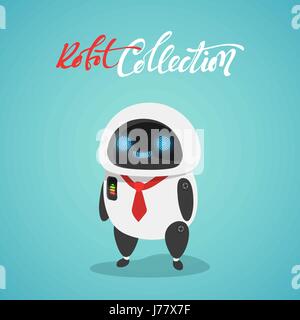 Carattere carino in stile appartamento. Divertenti robot cartoon Illustrazione Vettoriale